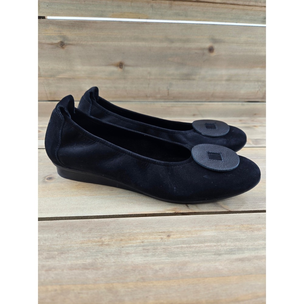 Arche Ninaya Black Nubuck Leather Ballerina Flats Size 38 US 7 Made in France